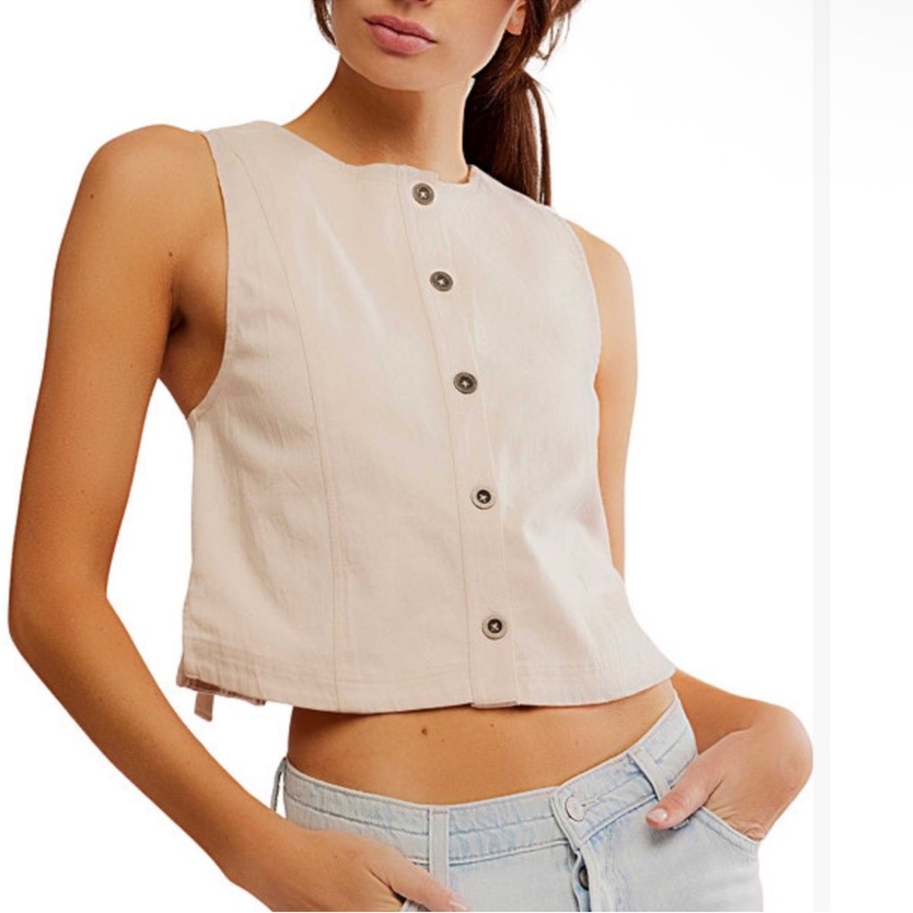 Free People Button Down Open Back Blake Vest Top - NWT